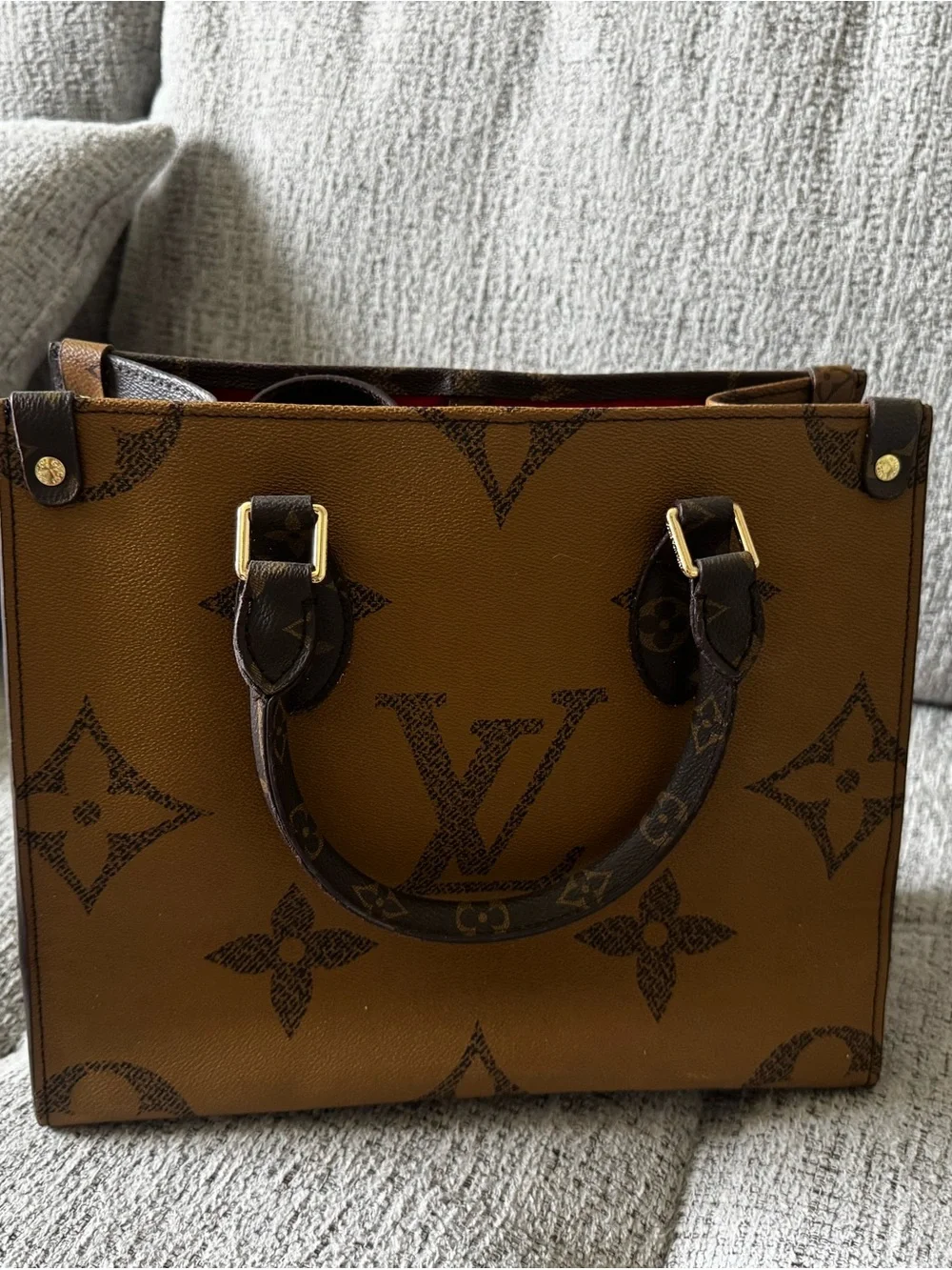 Louis Vuitton Monogram Canvas Small Top Handle Satchel in Brown and Gold - Picture 2 of 3
